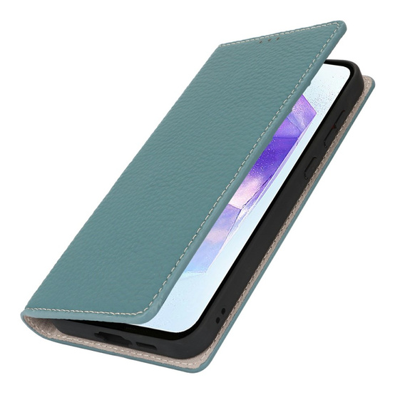 Cu clapetă pentru Samsung Galaxy S25, Litchi Skin Grain, albastru