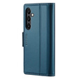 Husă pentru Samsung Galaxy A55, ERBORD Glossy Litchi, portofel cu clapetă, albastru