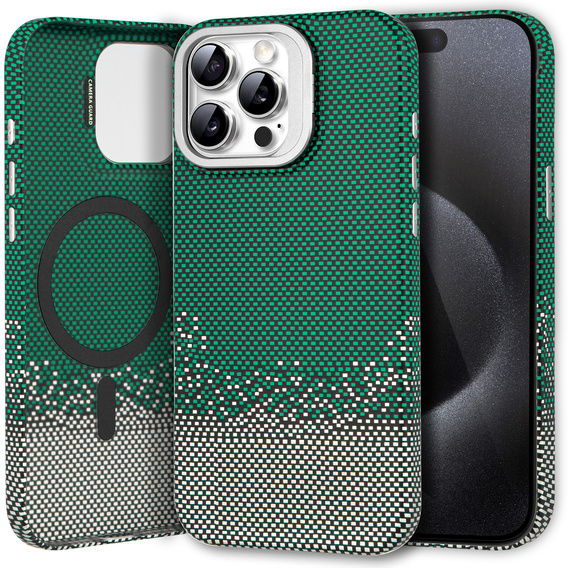 Carcasă pentru iPhone 15 Pro, cadru Kickstand, pentru MagSafe, Sand Green