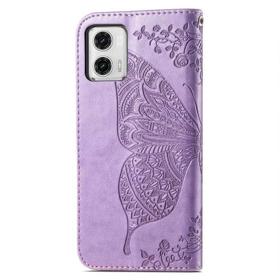 Cu clapetă pentru Motorola Moto G73 5G, Butterfly, violet