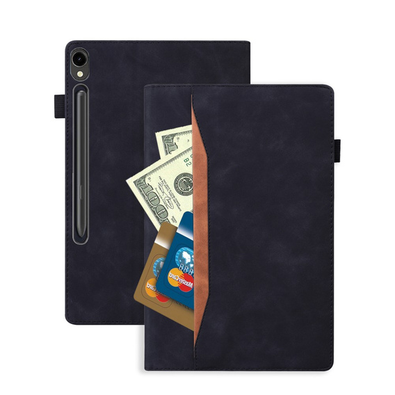 Husă pentru Samsung Galaxy Tab S10 FE+ Plus, Classic, cu spațiu pentru stylus, negru