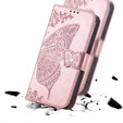Carcasă cu clapetă pentru Oppo Reno 14F, portofel, Butterfly, aur roz