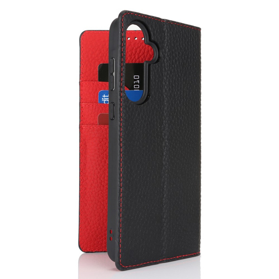 Cu clapetă pentru Samsung Galaxy S24 FE, Litchi Skin Grain, negru