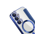 Cu clapetă pentru Samsung Galaxy S25 FE, RFID Wallet MagSafe CamShield, albastru închis