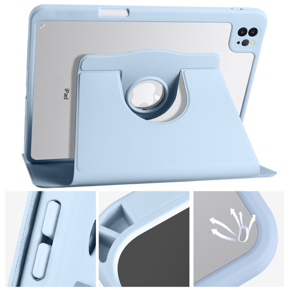 Husă pentru iPad Pro 11" 2022/2021/2020 (4/3/2 gen.), cu spațiu pentru stylus, rotativ la 360 °, albastru