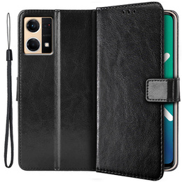 Cu clapetă pentru Oppo Reno7 4G, Crazy Horse Wallet, negru