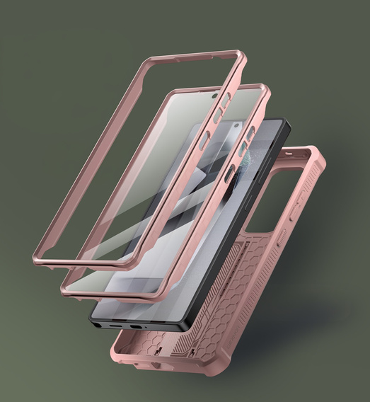 Husă blindată pentru Samsung Galaxy S25 Ultra, Dexnor Full Body (Two Frames), roz