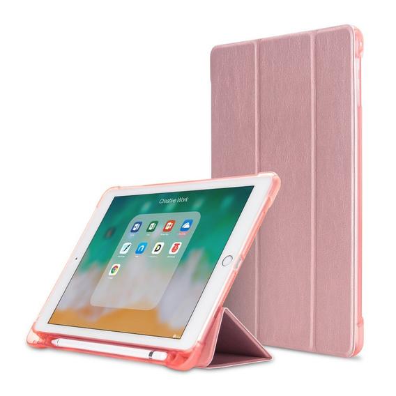 Husă pentru iPad 9.7 2018 / 2017/ Air / Air 2, Smartcase cu spațiu pentru stylus, roz rose gold