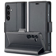 Husă pentru Samsung Galaxy A55, ERBORD Glossy Litchi, portofel cu clapetă, negru