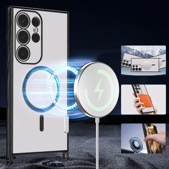 Husă pentru Samsung Galaxy S25 Ultra, Electro MagSafe, negru + Lanyard