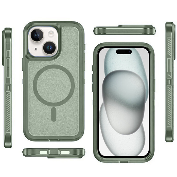 Carcasă cu ramă pentru iPhone 15, pentru MagSafe, verde