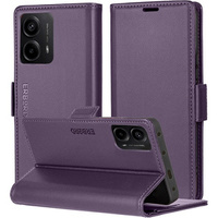 Husă pentru Motorola Moto G24 / Moto G04, ERBORD Glossy Litchi, portofel cu clapetă, violet