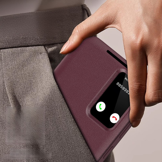 Husă cu clapetă pentru Samsung Galaxy S25+ Plus, Smart View Wallet, maroon