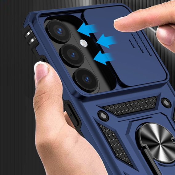 Husă blindată cu suport și capac pentru lentilă pentru Samsung Galaxy S26, albastră