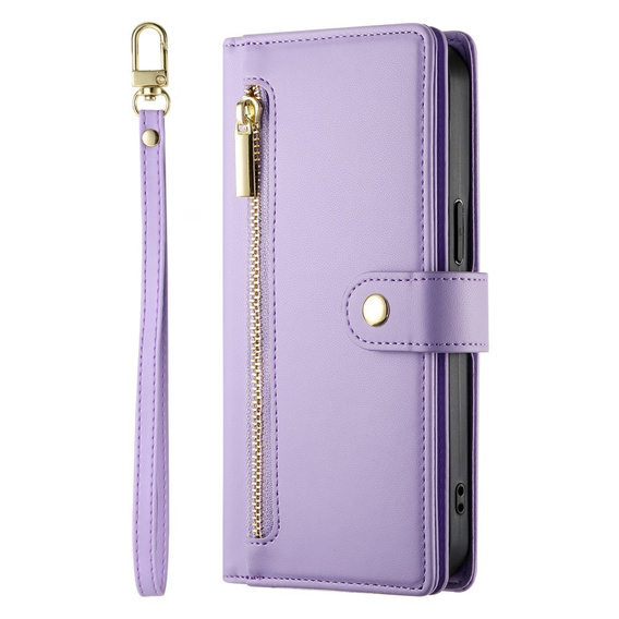 Cu clapetă pentru Samsung Galaxy A56 5G, Wallet Zipper Pocket, violet