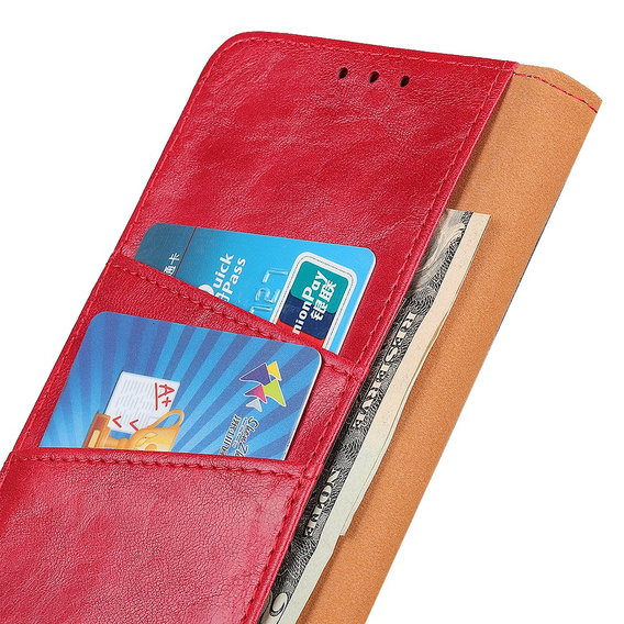 Cu clapetă pentru Samsung Galaxy S25 Edge, Crazy Horse Wallet, roșu