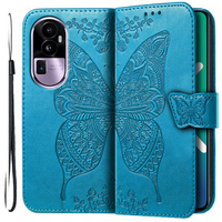 Cu clapetă pentru Oppo Reno 10 / 10 Pro, Butterfly, albastru