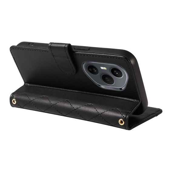 Carcasă cu clapetă pentru Honor 400 Pro 5G, Crossbody Leather Wallet, negru