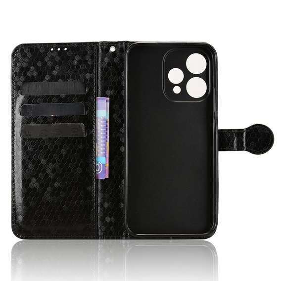 Husă tip portofel Rhombus pentru Oppo Reno 15, negru