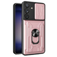 Husă blindată pentru Samsung Galaxy A54 5G, Camera Slide Card Slot, roz rose gold