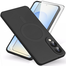 Carcasa pentru Samsung Galaxy S25 Edge, Silicone Lite, negru + sticlă 9H