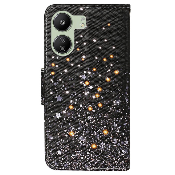 Cu clapetă pentru Xiaomi Redmi 13C / Poco C65, Wallet, Stars, negru