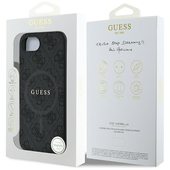 GUESS Huse pentru iPhone 16E, 4G Ring Classic Logo, negru