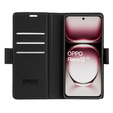 Husă pentru Oppo Reno 12, ERBORD Glossy Litchi, portofel cu clapetă, negru