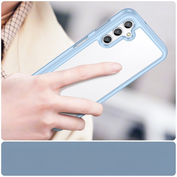 Huse pentru Samsung Galaxy A14 4G/5G, Fusion Hybrid, transparent / albastru