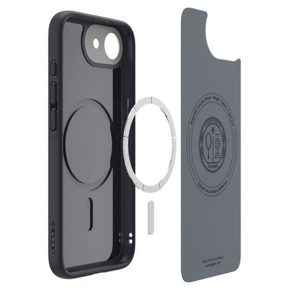 Carcasă Spigen pentru iPhone 16E, Nano Pop MagSafe, negru + sticlă temperată 9H