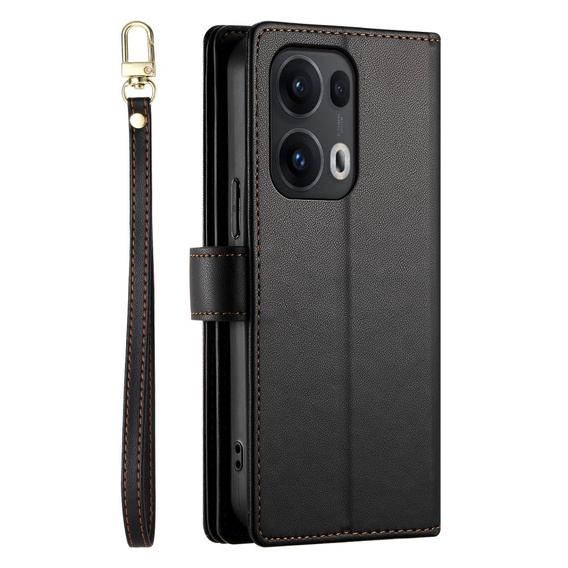Cu clapetă pentru Oppo Reno 13 Pro 5G, Wallet Zipper Pocket, negru