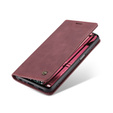 Husa CASEME pentru Xiaomi Redmi Note 10 / 10S, Leather Wallet Case, maroon