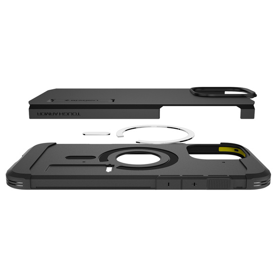 Carcasa Spigen pentru iPhone 16 Pro, Tough Armor Mag MagSafe, negru + 9H Tempered Glass