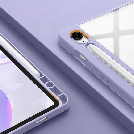 Husă pentru Samsung Galaxy Tab S10 Lite / S10 FE / S9 FE, Smartcase Hybrid, cu spațiu pentru stylus, Marble violet