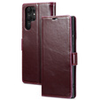 Cu clapetă pentru Samsung Galaxy S23 Ultra, ERBORD Waxy Wallet, roșu