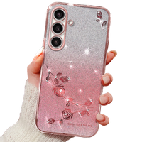 Husă pentru Samsung Galaxy A05s 4G, Glitter Flower, roz rose gold