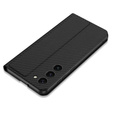 Cu clapetă pentru Samsung Galaxy S23 Plus, GKK Leather, carbon negru