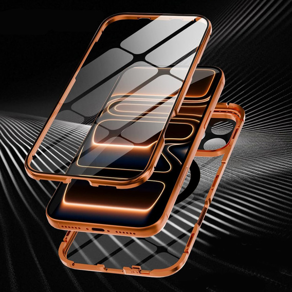 Husă magnetică dublă din sticlă pentru MagSafe pentru iPhone 17 Pro Max, portocaliu