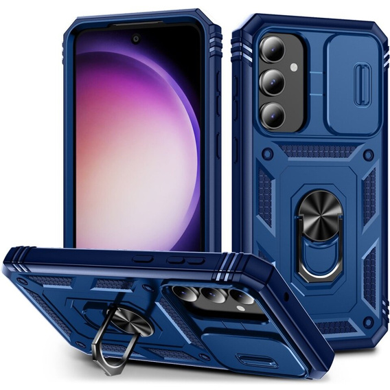 Husă blindată pentru Samsung Galaxy S23 FE, CamShield Slide, albastru