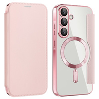 Cu clapetă pentru Samsung Galaxy A26, RFID Wallet MagSafe CamShield, roz