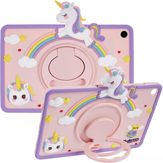 Husă pentru copii pentru Samsung Galaxy Tab A9+, Cute Patterns, cu suport, roz