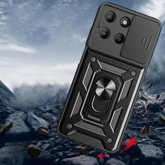 Husă blindată pentru Motorola Moto G15 / Motorola Moto G15 Power, CamShield Slide, negru