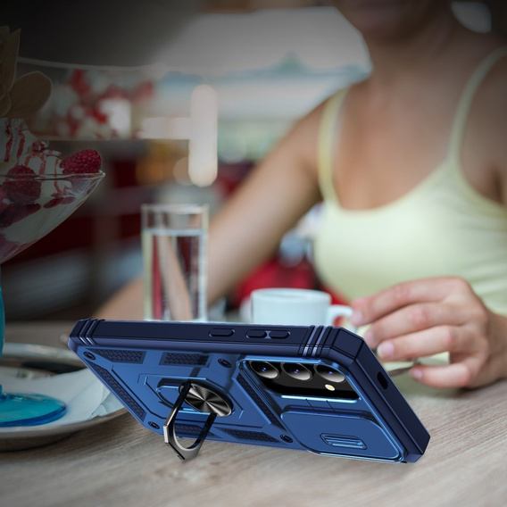 Husă blindată pentru Samsung Galaxy S24+ Plus, CamShield Slide, albastru