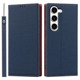 Husă din piele pentru Samsung Galaxy S23 Plus, ERBORD Grain Leather, albastru închis