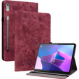 Husă cu clapetă pentru Lenovo Tab P12, flower, roșu