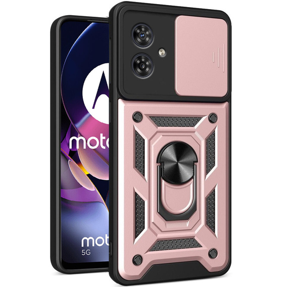 Husă blindată pentru Motorola Moto G54 5G, CamShield Slide, roz rose gold