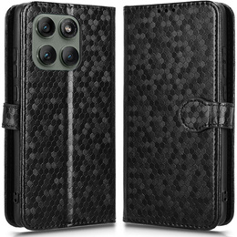 Husa cu clapetă pentru Motorola Edge 60 Pro, Wallet Rhombus, negru