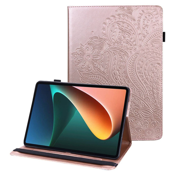 Husă cu clapetă pentru Lenovo Tab M10 Plus 10.6 Gen 3 TB-125F TB-128F, flower, roz rose gold