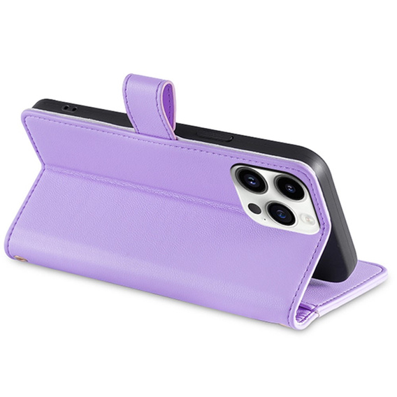 Cu clapetă pentru iPhone 15 Pro, Wallet Zipper Pocket, violet