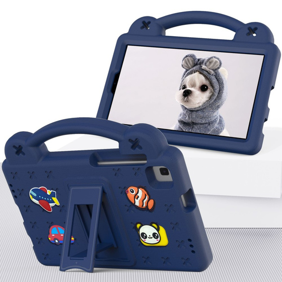 Husă pentru copii pentru Samsung Galaxy Tab A7 Lite 8.7 T220/T225, Cute Patterns, cu suport, albastru închis